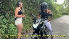 Hot biker persuades me to raw dog his abandonment-sweated friend and me with sultry moans