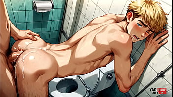 Yaoi - Blonde Twink sex in a toilet Pic Collection - Anime Manga Asian Japanese Game Gay Porn