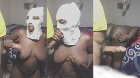 masked ebony on white cock