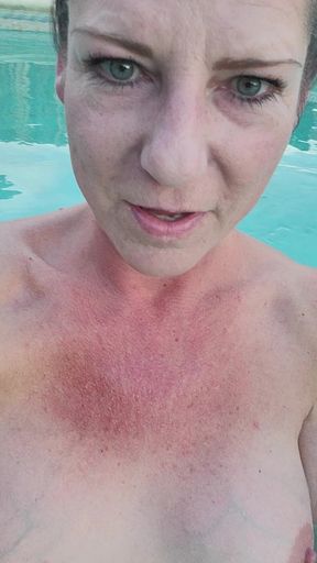 Smoking, singing and swimming naked sexy milf