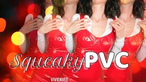 Squeaky PVC Noisy Red Viny Dress Fetish Queen VivienVee