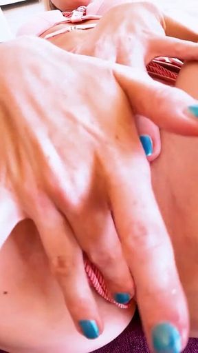 Nylon Blonde Squirts After Blowjob and Footjob with Huge Cumshot on Her Pussy
