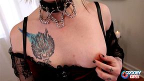 GROOBYGIRLS Horny Anal masturbation with glass dildo