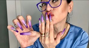 New long nails shape - a ballerina shape (Coffin) and silk satin dress on me