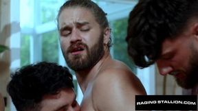 Hairy Beau Butler Spitroasted By 3 Massive Cocked Hunks RagingStallion