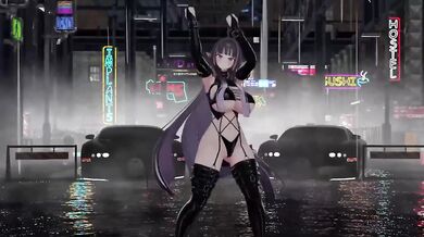 MMD slut elf gets choked raw in dark vtuber orgy