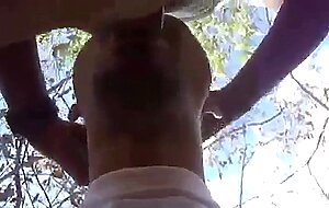 Black Guy Sucks Old Man's Cock Outdoors