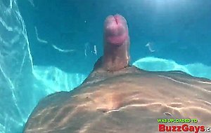 Hands free cumshot swimming pool