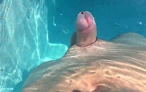 Hands free cumshot swimming pool