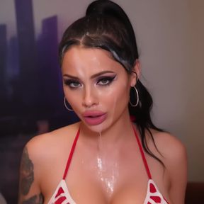 bimbo, bukkake, gooned porn, Sexy Japanese Model, video created by AI