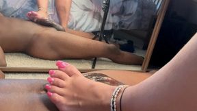 Footjob with @Mysplendidfeet pretty pink toes while I lay on the floor (Angle #3)