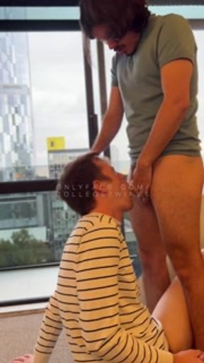 Stayed in From the Storm But He Still Got Wet;) Massive Facial and Swallow Between Boyfriends