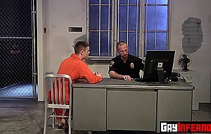 Angry Officer shoves a big nightstick inside studs ass