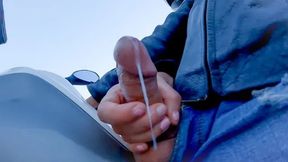 Outdoor Motorbike Handjob Ends in Risky Cumshot