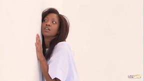 Pretty black mental teen fucked by her busty handler who uses a vibrator on her