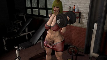 Thick Gym Dickgirl Working Ass at the Gym