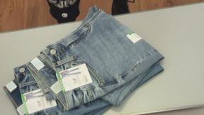 Try on some jeans with me while I have to go