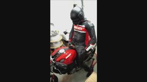 DUCATI FULL LEATHER GASMASK CUM BIKER