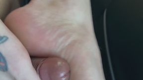 Bbw sexy white toes and soles stroking my dick