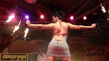 Brunette and redhead pornstars fakir sex show on stage