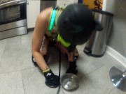 My Omega Puppy Playing With His Toys and Eating Out of His Bowl