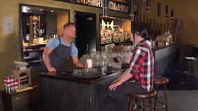 Dark Haired Slut Jerking off Her Favorite Waiter