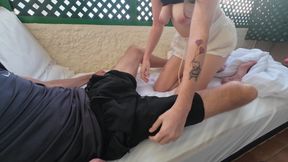 Teasing His Big Cock on Our Hotel Balcony