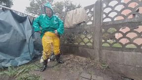 PVC Rainwear and Wellies Muddy Clean Up