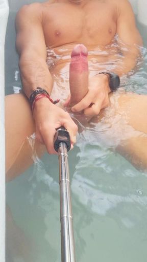 Hot guy Jacuzzi Masturbation Compilation – Spitting on His Big Cock in Multiple Locations