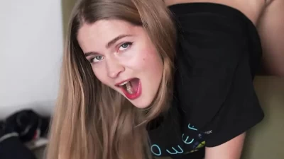 Sexy TikTok star catches her stepbrother jerking off and fucks him