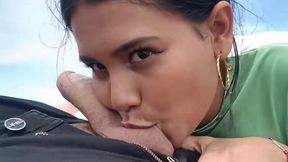 POV outdoor quickie with a random petite local babe near the river