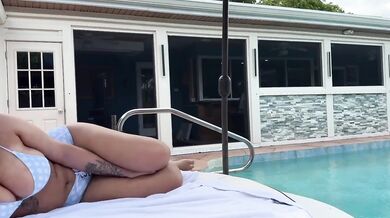 Sis Steals Big Ass Bikini Creampie at Poolside POV Household Fantasy