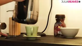 Hot girl rides cock on the kitchen floor after a foot job