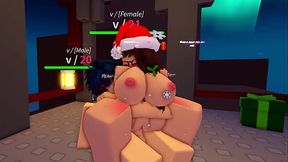 Having some jolly Christmas sex at the top of the tower