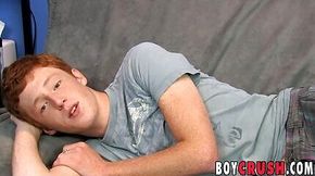 Ginger twink masturbates during sex interview