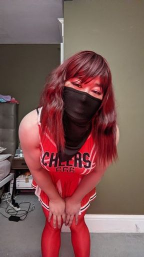 Sissy cheerleader needs to stretch