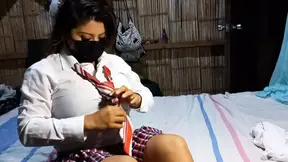 Student from Lima Peru masturbates with a thick dildo until leaving her asshole wide open