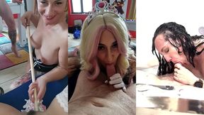 mya lorenn, irogenia, lyna jade, sally lys crazy funny geek 2 guys on 4 girls orgy!