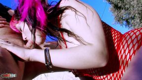 half punk, half goth, she loves the dick and claims it