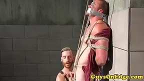 Blindfolded Sub Suspended For Cock Sucking