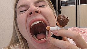 Sleepy Blondie yawns at the man! MP4