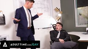 ADULT TIME - Trevor Brooks' Gay Boss Jordan Starr CAUGHT Him Milking Off In The Office!