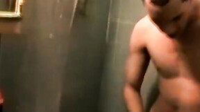 Passionate shaft stroking while taking a shower by cutie Jack Hammah