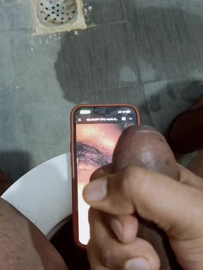 Jerking off by watching hairy pussy over phone