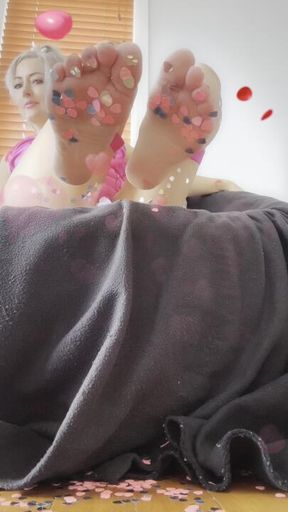 Valentine’s Heart Sticker foot tease (JOI)
