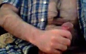 Hairy chest daddy jerking and shoot a nice load