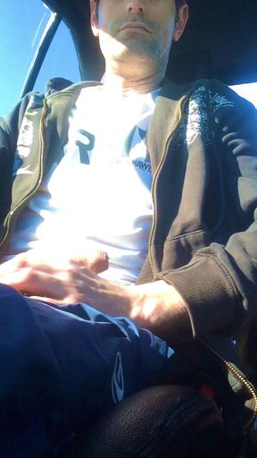 Playing with my dick in my Audi Cabriolet at the parking at beach Part Three