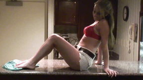 Homemade porn with coed blonde stripping