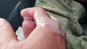 Bear Jerks and Cums in Moving Car