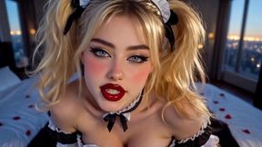 sexy maid in mini uniform: cleaning turns into hard fuck and cum on face ai generated